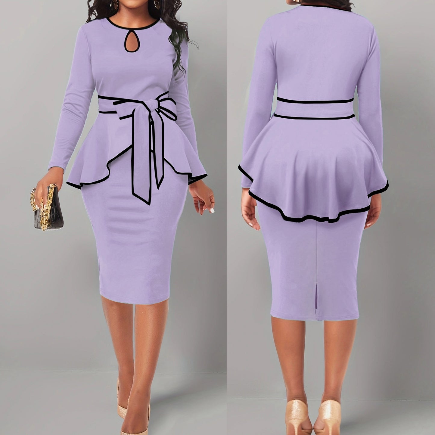 Suit Skirt Ruffle Top Back Slit Skirt