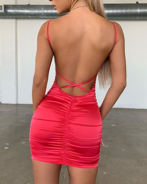 Sexy Backless Lace Up Hip Dress