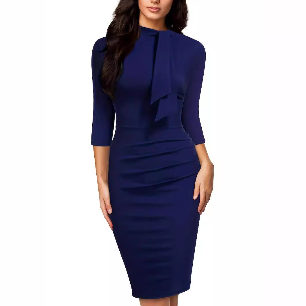 MELE Half-sleeved Lace-up Hip Skirt Dress