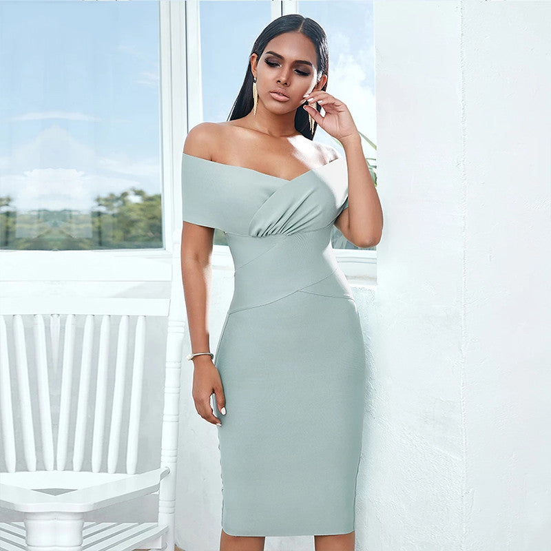 FAB-UR Shoulder Midi Club Party Dresses