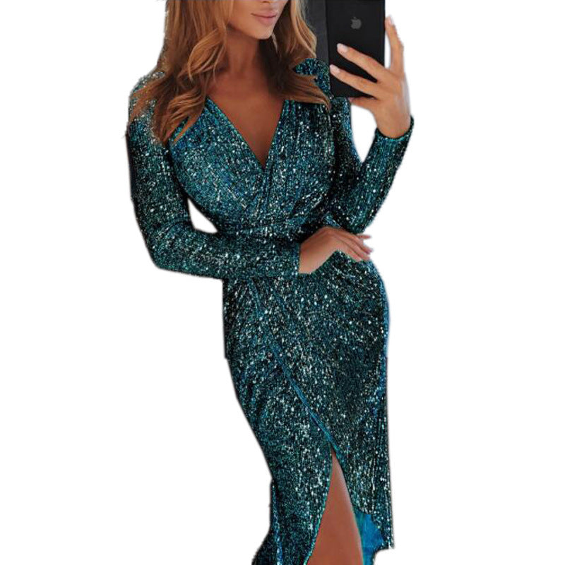 Women Clothes Le-Eva Dresses New Ladies Bronzing Long-sleeved