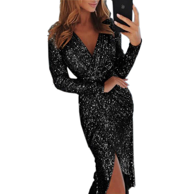 Women Clothes Le-Eva Dresses New Ladies Bronzing Long-sleeved