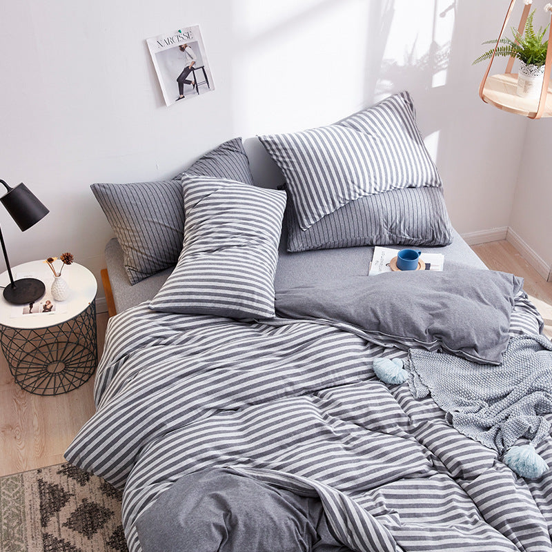 Cotton Four-Piece Striped Knitted Cotton