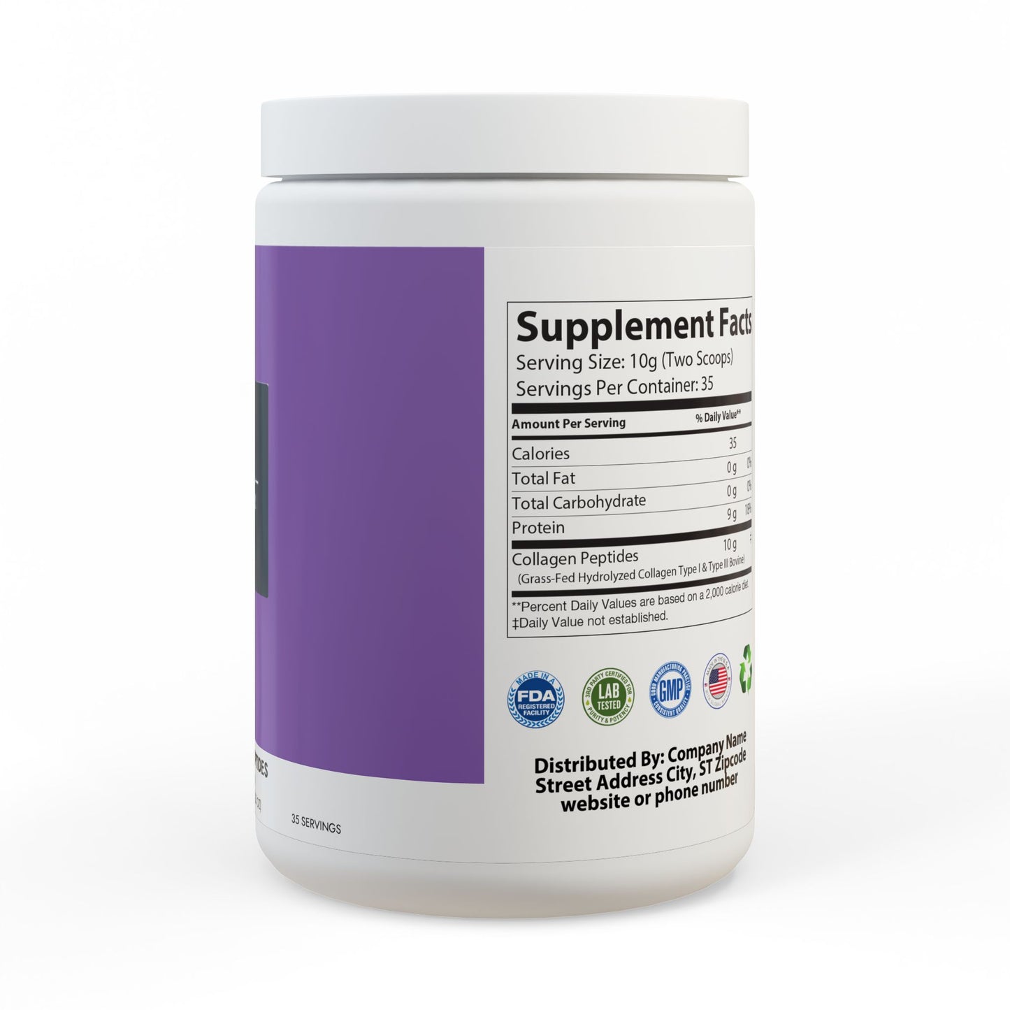 Collagen Peptides Type I & III Supplement (350g, 12.3oz)