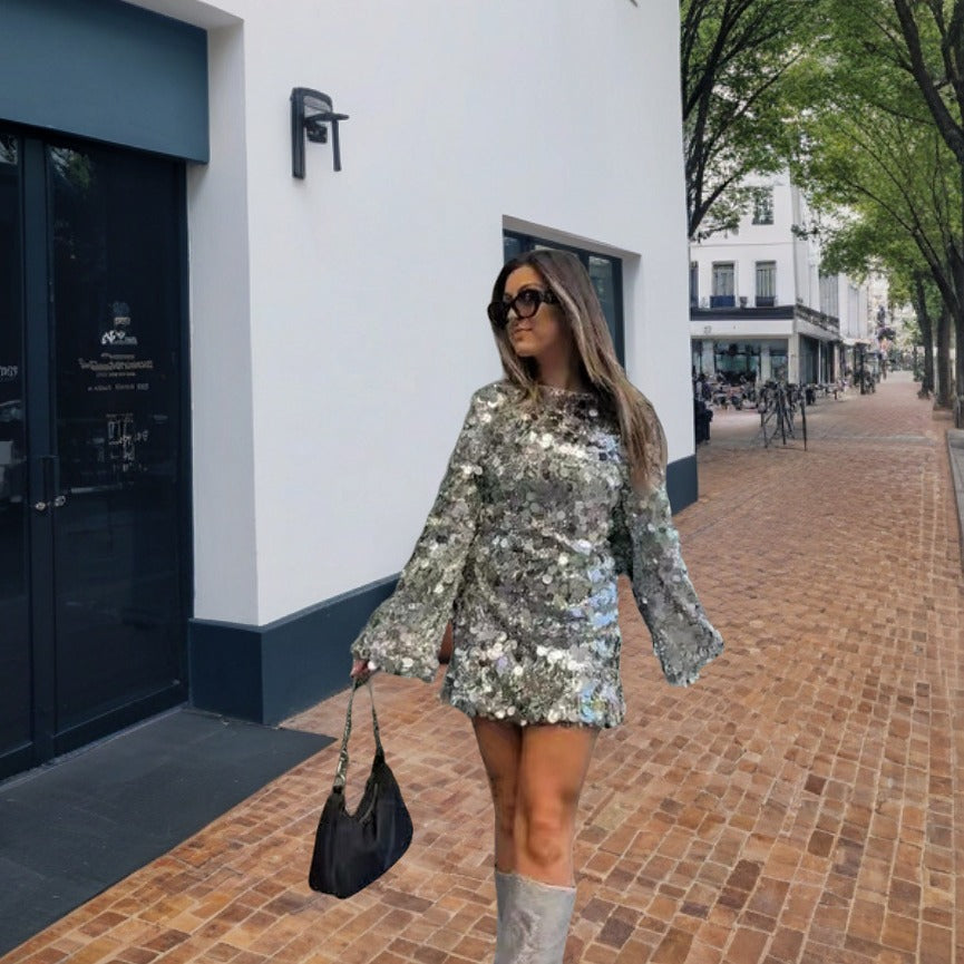 New Style Silver Sequins Dress