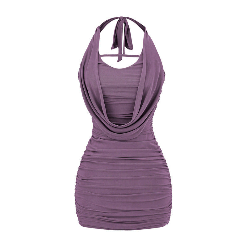 Mesh Halter Spaghetti Straps Dress Women