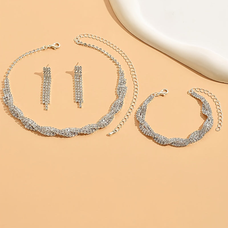 Rhinestone Elegant Wear - Handbag, Necklace, Earrings, and Bracelet set