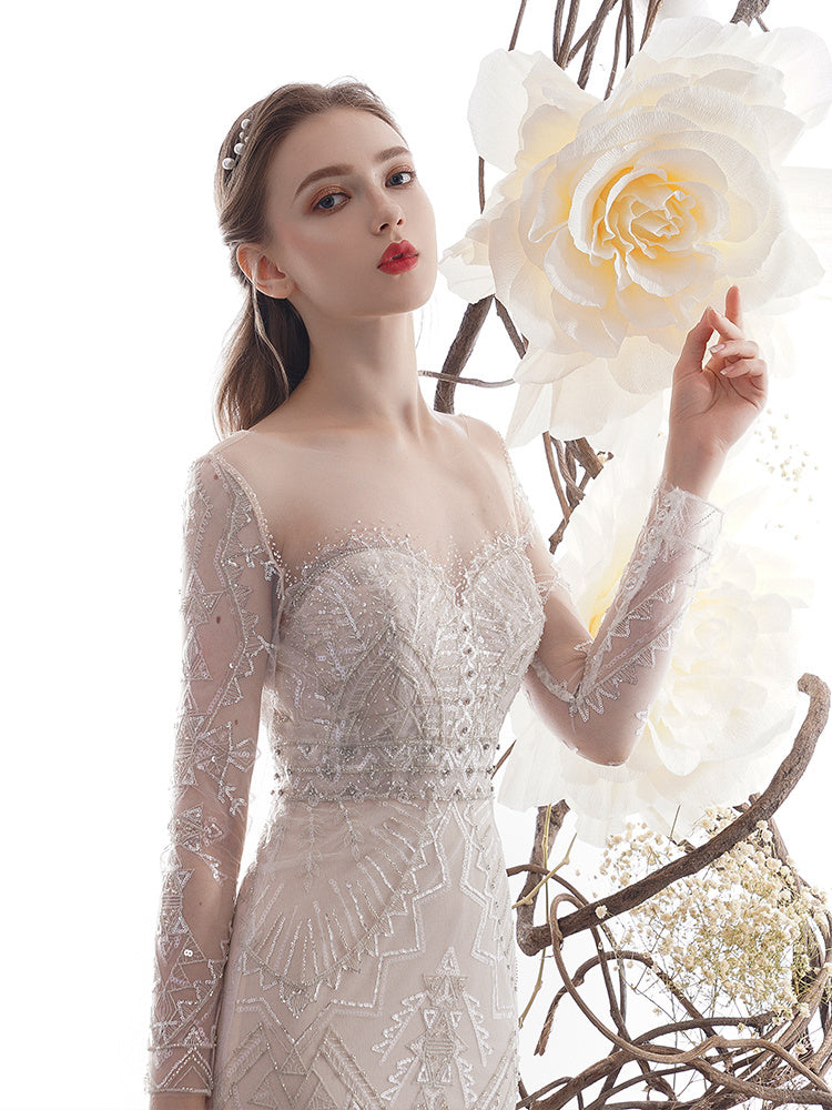 Women's Fashion Le-Eva Fishtail Long Sleeve Wedding Dresses