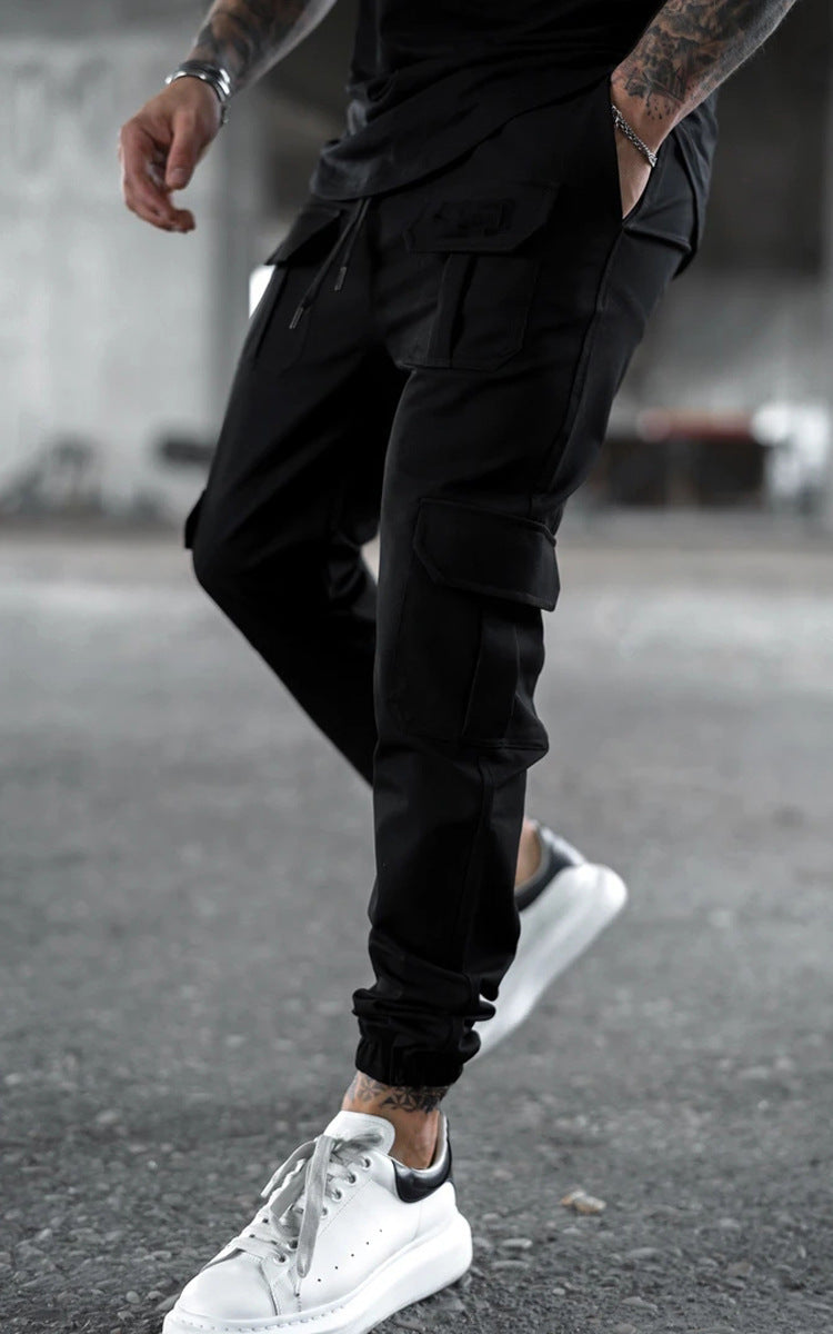 Casual Pants Black Loose Binding Frock