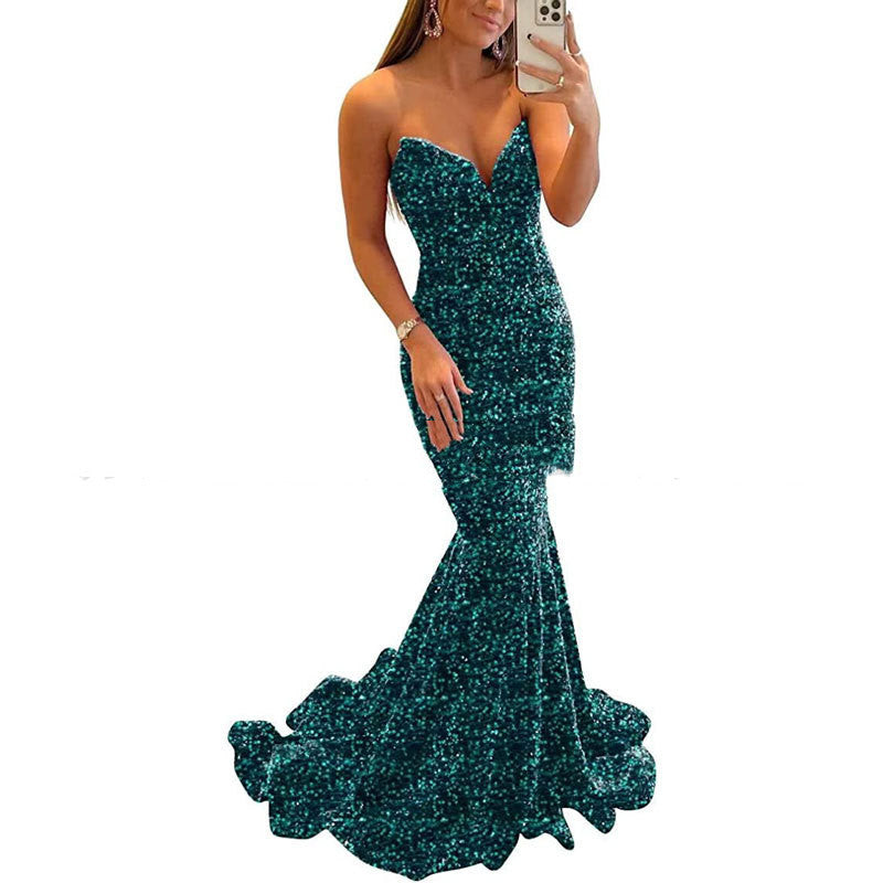 Mele Sequin Evening Dresses For Women Formal Sexy Long Prom Party Gowns