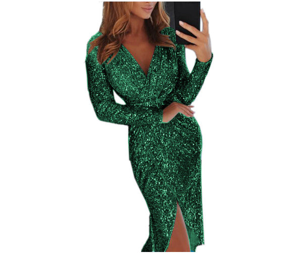 Women Clothes Le-Eva Dresses New Ladies Bronzing Long-sleeved