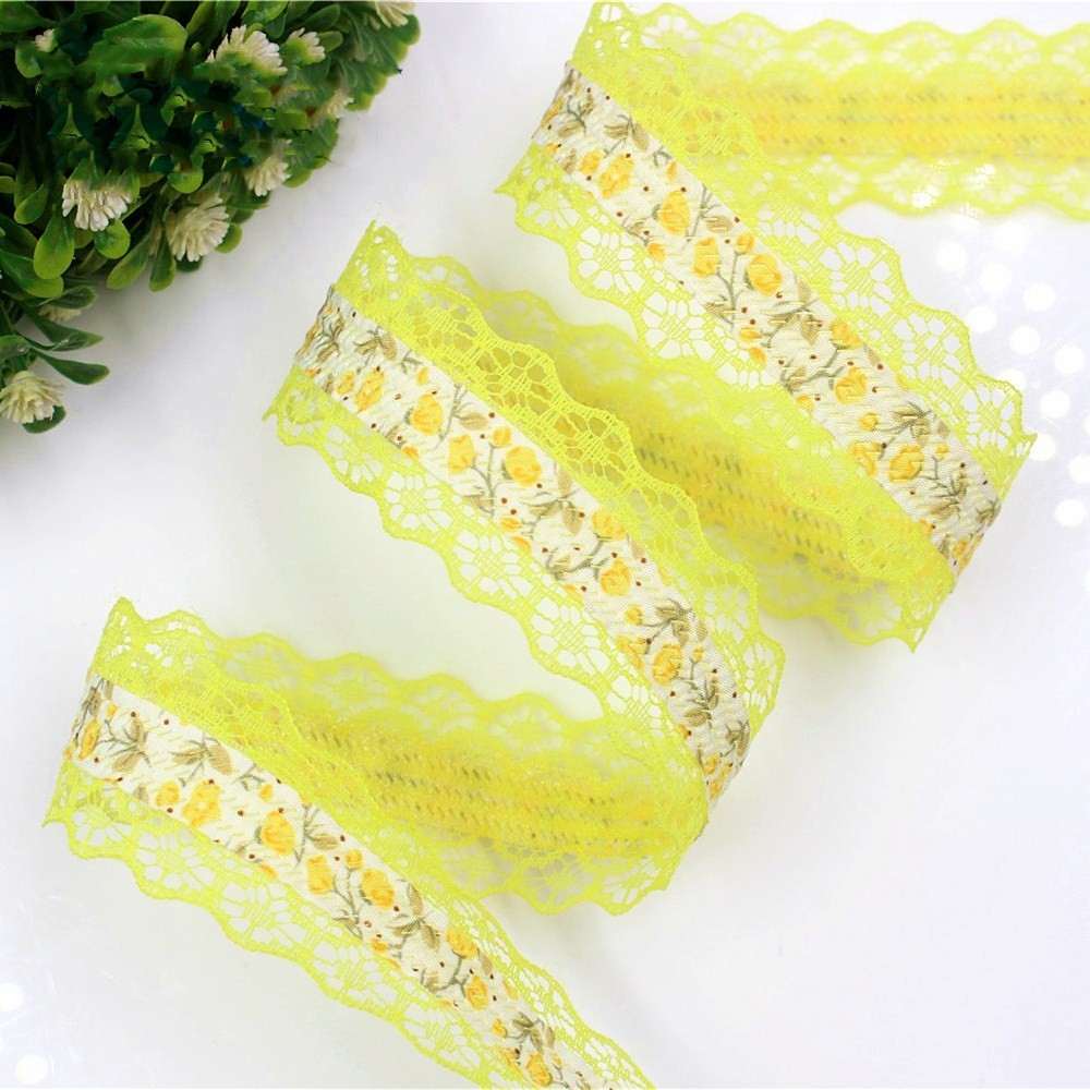 Solid Lace Printed Floral Handmade DIY Heat Transfer Printed Ribbon