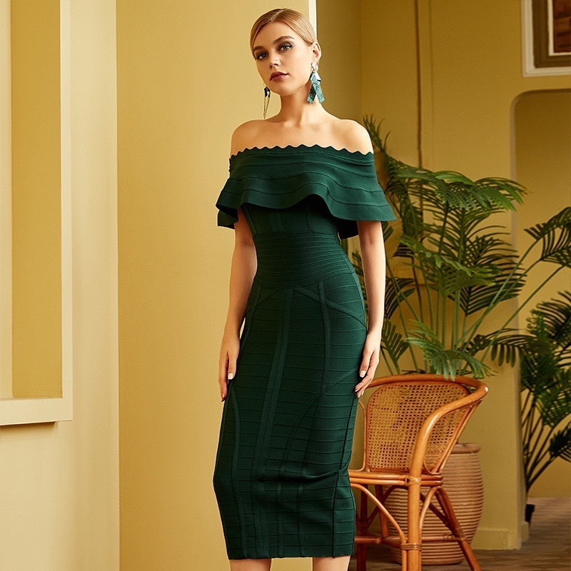 Women Green Off Shoulder FAB-UR Dress Party Dresses