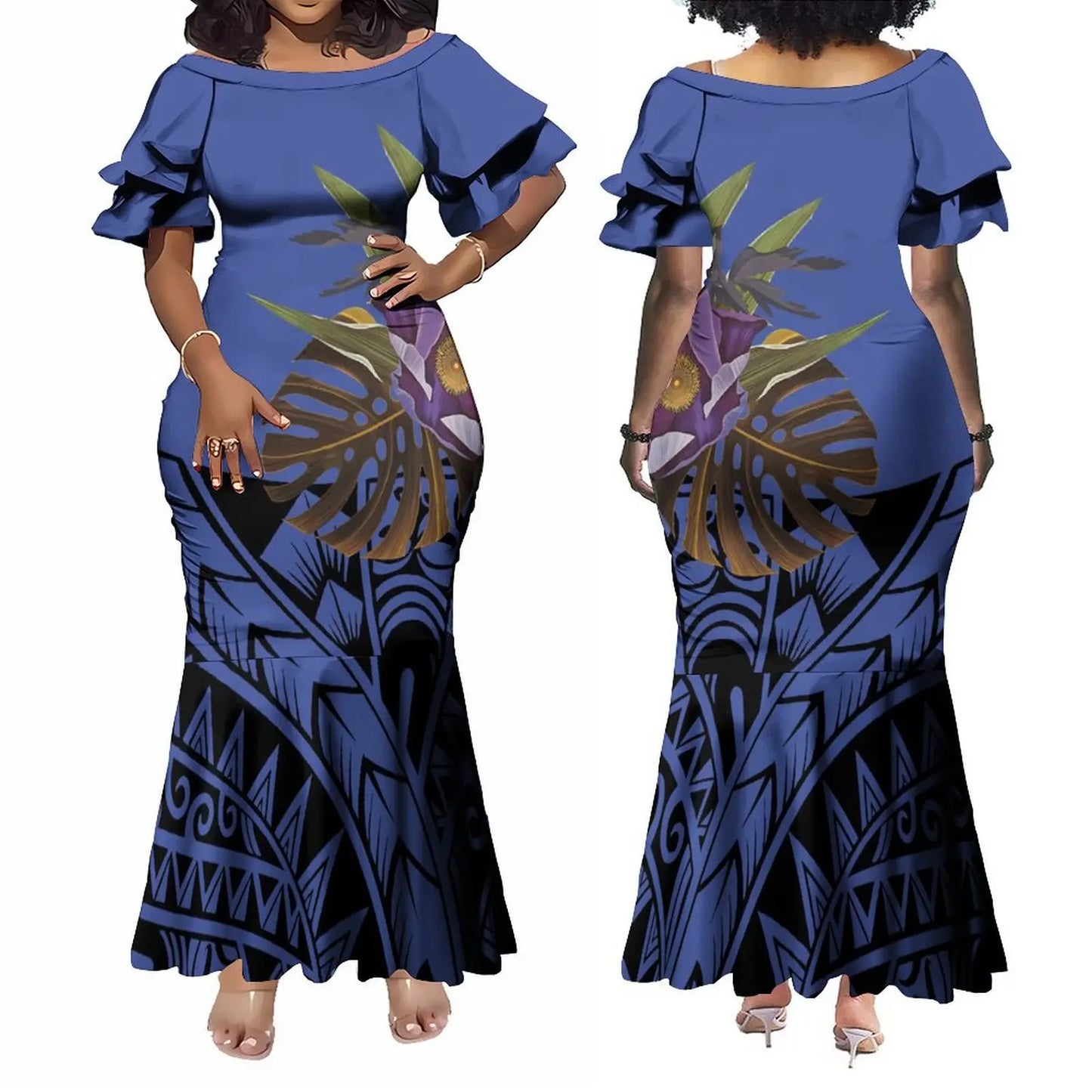 Fishtail Island Dress & Matching Hawaiian Men Shirt