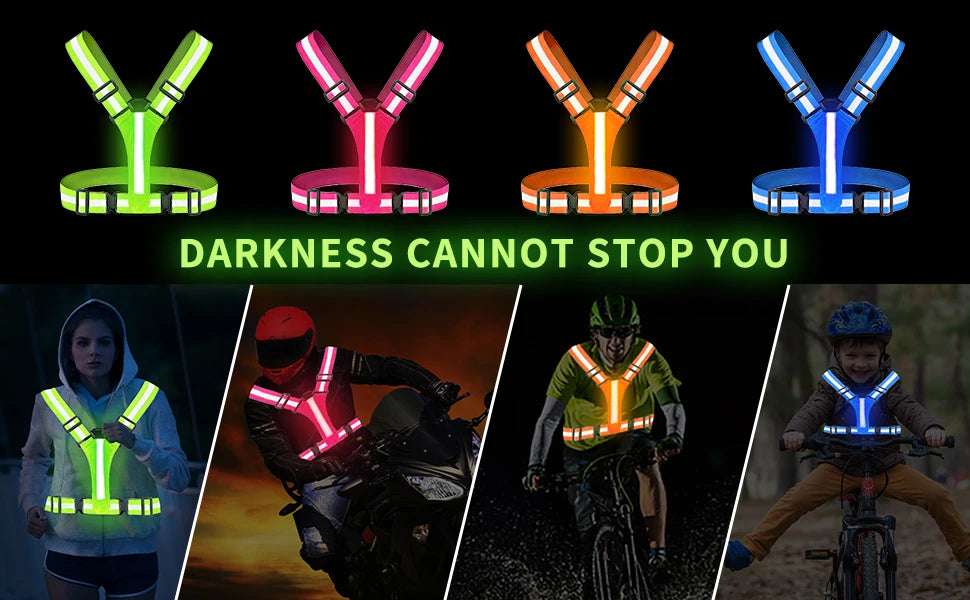 Reflective Vest Adjustable Clothing High-Visibility Safety 3 Lighting Modes LED Running Gear Children Night Men