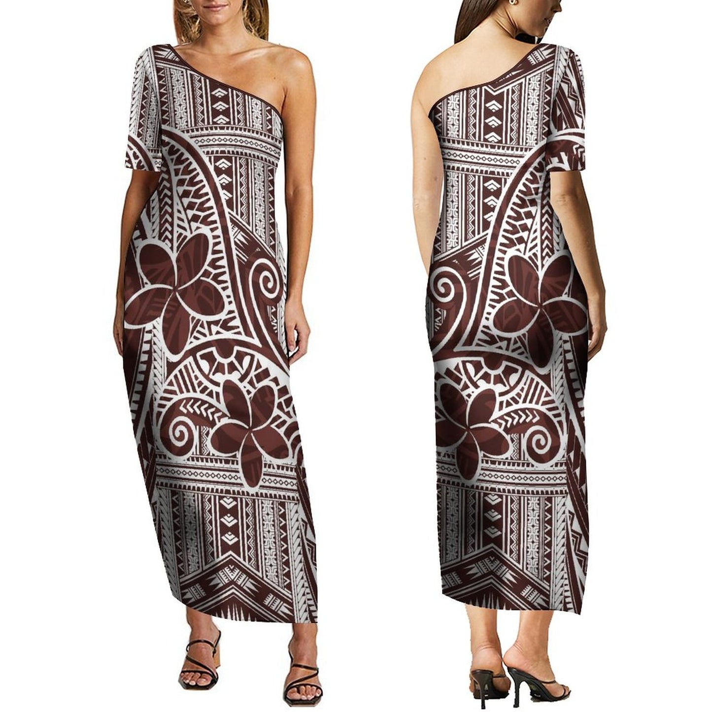 Hot Sale Off Shoulder Print Wrap Style Dre