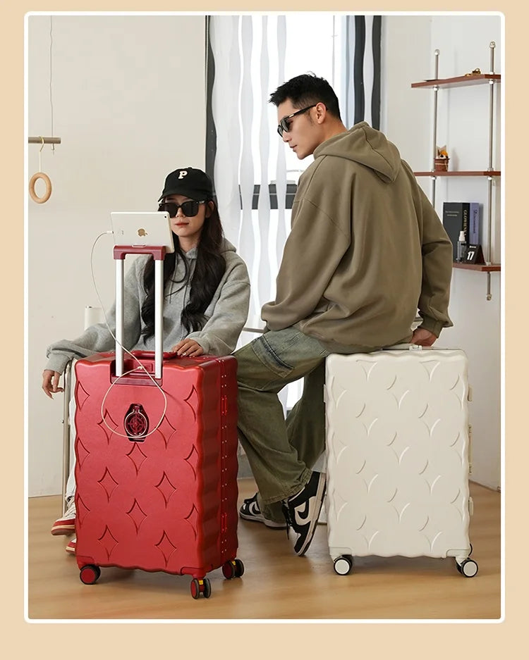 24/26/28 Inch Fashion Suitcase Large capacity Multifunctional Pull Rod Luggage 20 inch Charging Boarding Password Trolley Case