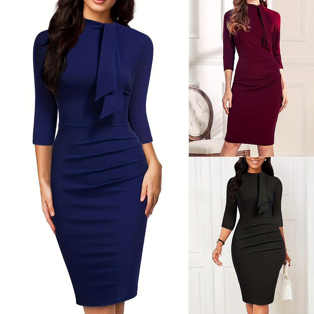 MELE Half-sleeved Lace-up Hip Skirt Dress