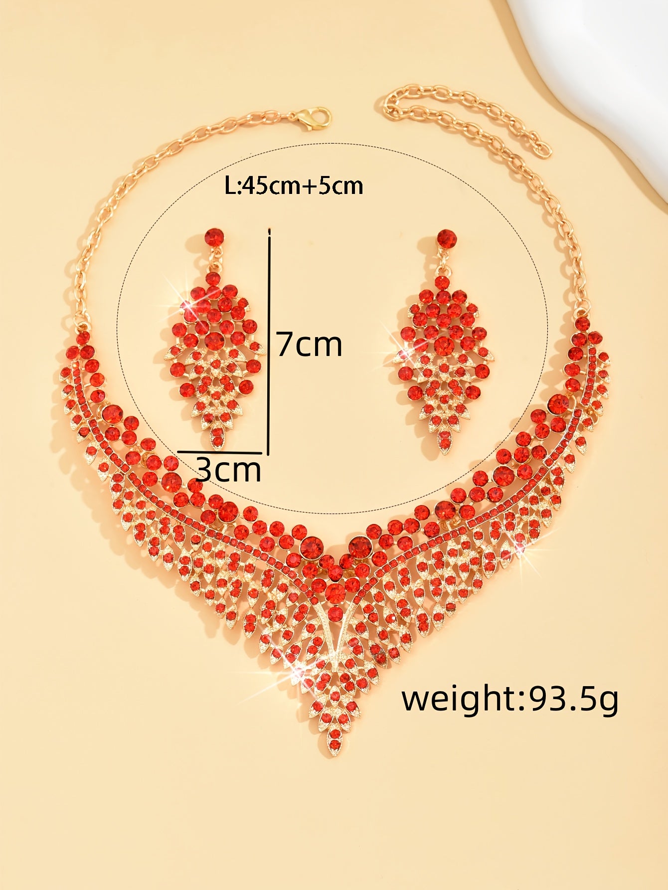 Luxury Rhinestone Statement Necklace And Earrings Set, Exaggerated Jewelry For Women, Glamorous Wedding Accessories Gifts For Eid