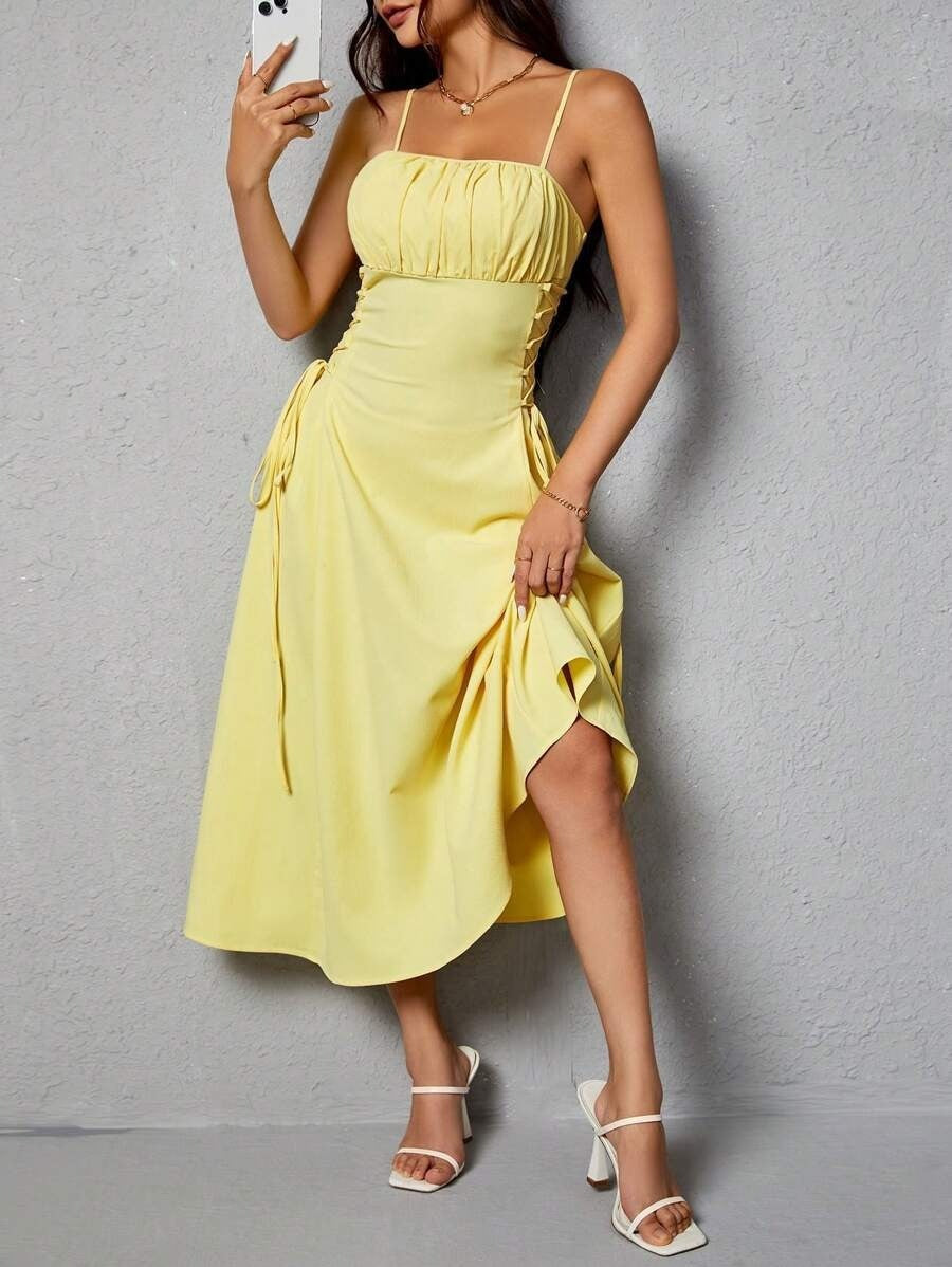 Spaghetti Straps Chest Wrap Waist-tight Long Dress