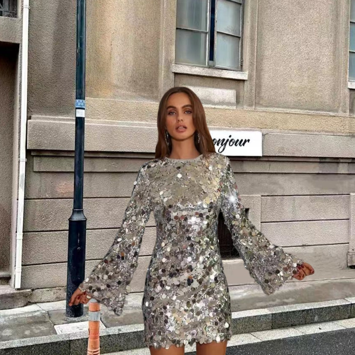 New Style Silver Sequins Dress