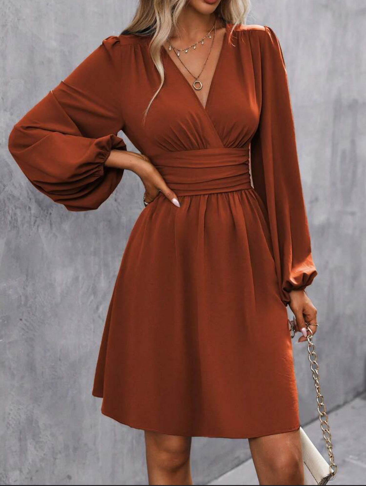 HIFOILEVA Lantern Sleeve Dress