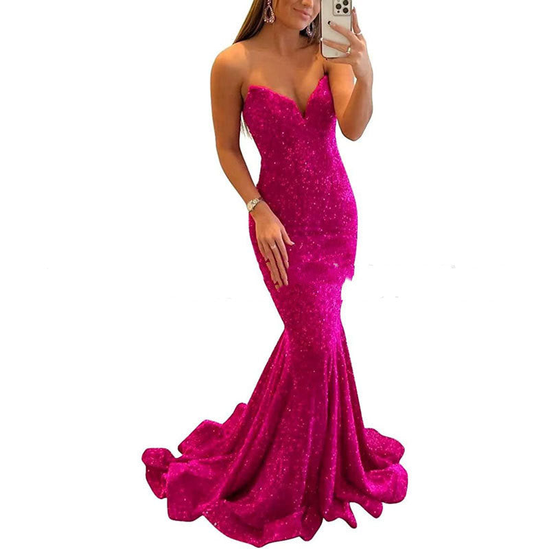 Mele Sequin Evening Dresses For Women Formal Sexy Long Prom Party Gowns