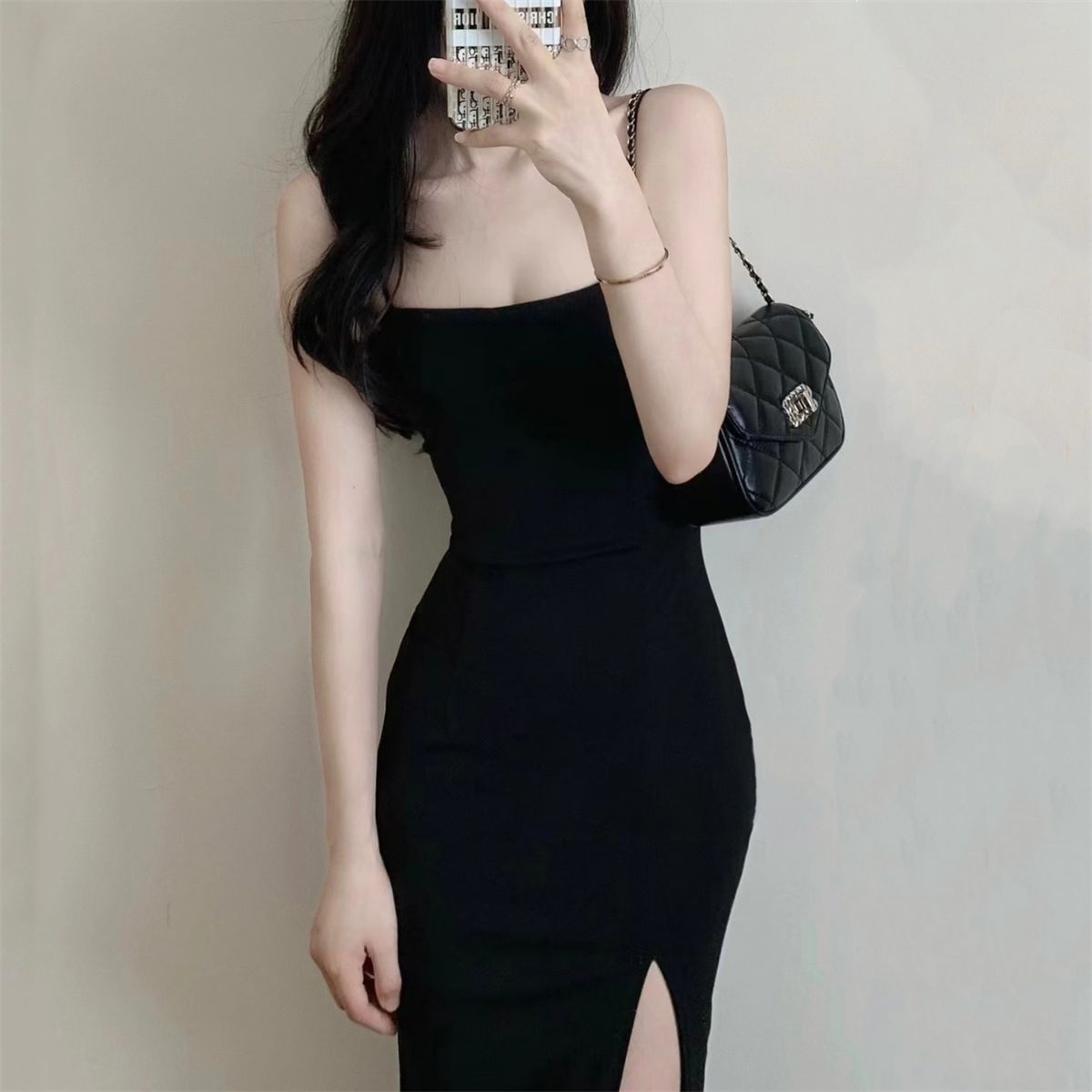 Slit Black Dress