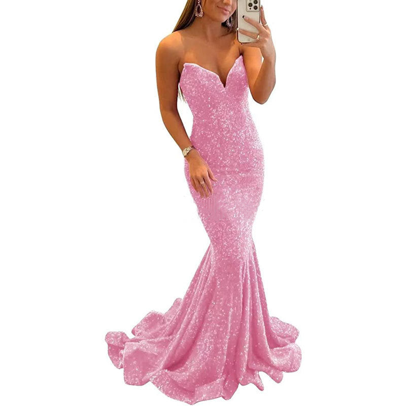 Brigitte Sequin Formal Sexy Long Prom Party Gowns