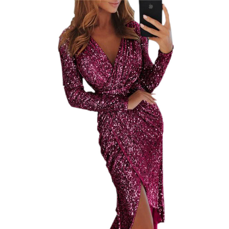 Women Clothes Le-Eva Dresses New Ladies Bronzing Long-sleeved