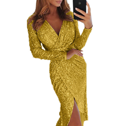 Women Clothes Le-Eva Dresses New Ladies Bronzing Long-sleeved