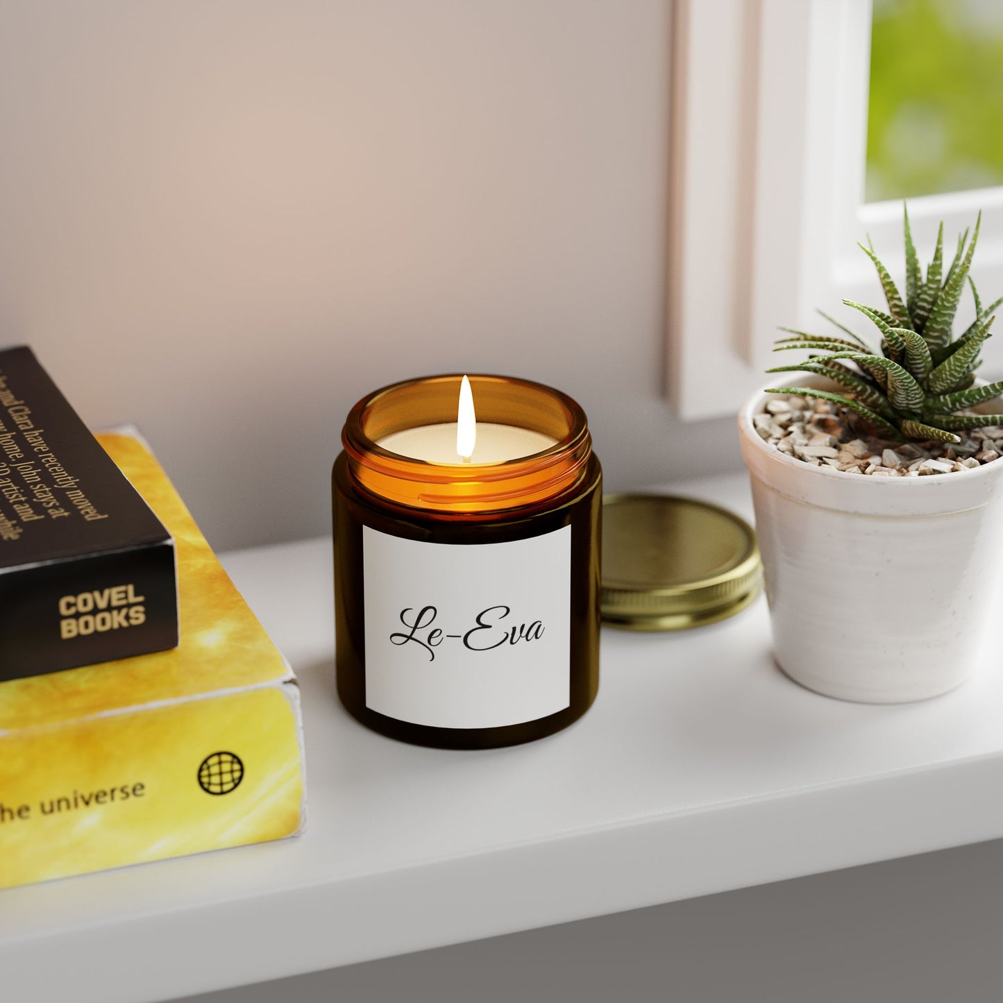 Le-Eva Coconut Apricot Scented Candle - Relaxing Aromatherapy (4oz, 9oz)