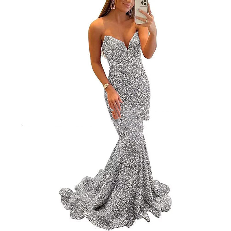 Mele Sequin Evening Dresses For Women Formal Sexy Long Prom Party Gowns
