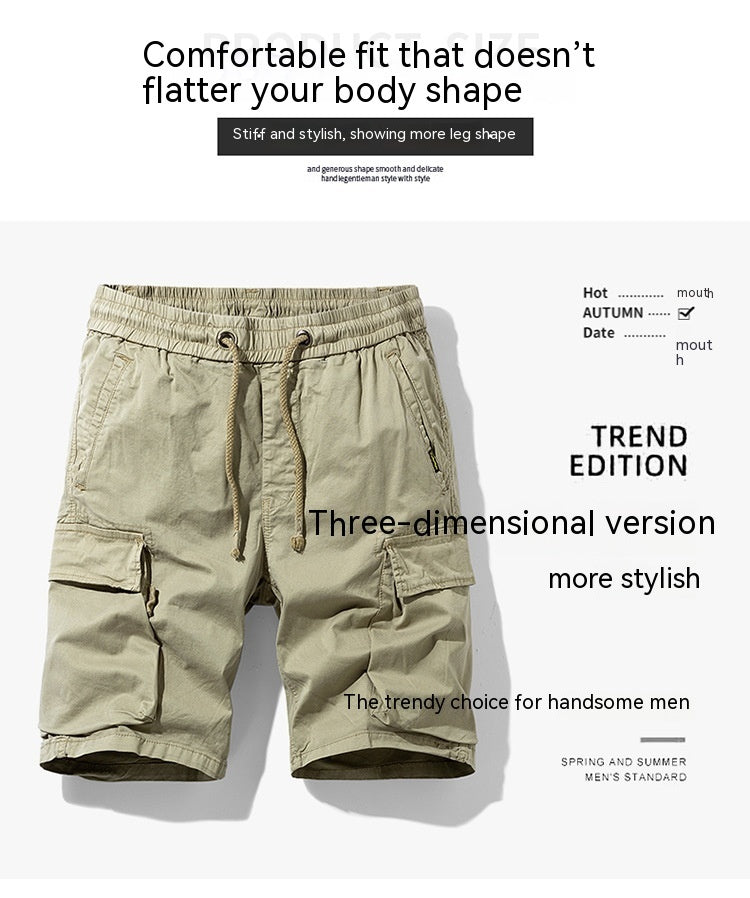 Cropped Pants Men's Loose Cargo Shorts Men's Korean-style Fashionable Casual Pants