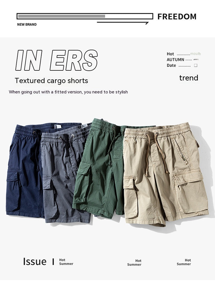 Cropped Pants Men's Loose Cargo Shorts Men's Korean-style Fashionable Casual Pants