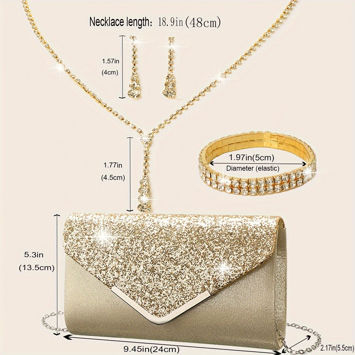 FAB-UR Elegant Set - Necklace Earrings Bracelet set to beautify your self