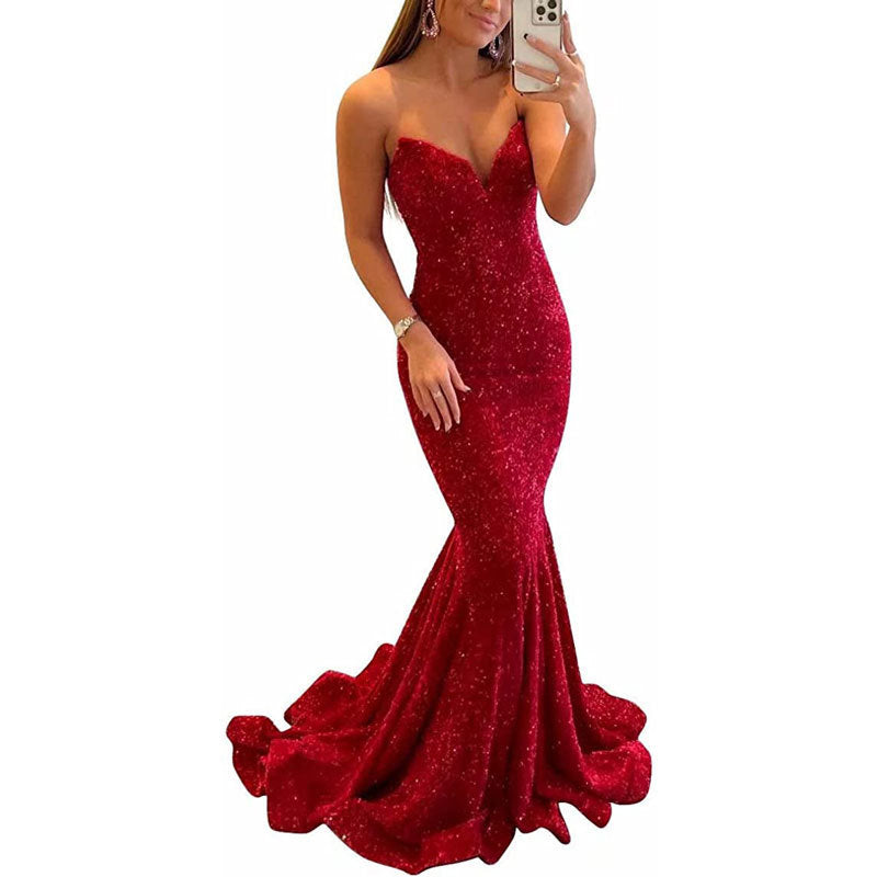Le-Eva Sequin Evening Dresses For Women Formal  Long Prom Party Gowns