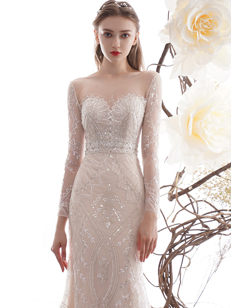 Women's Fashion Le-Eva Fishtail Long Sleeve Wedding Dresses