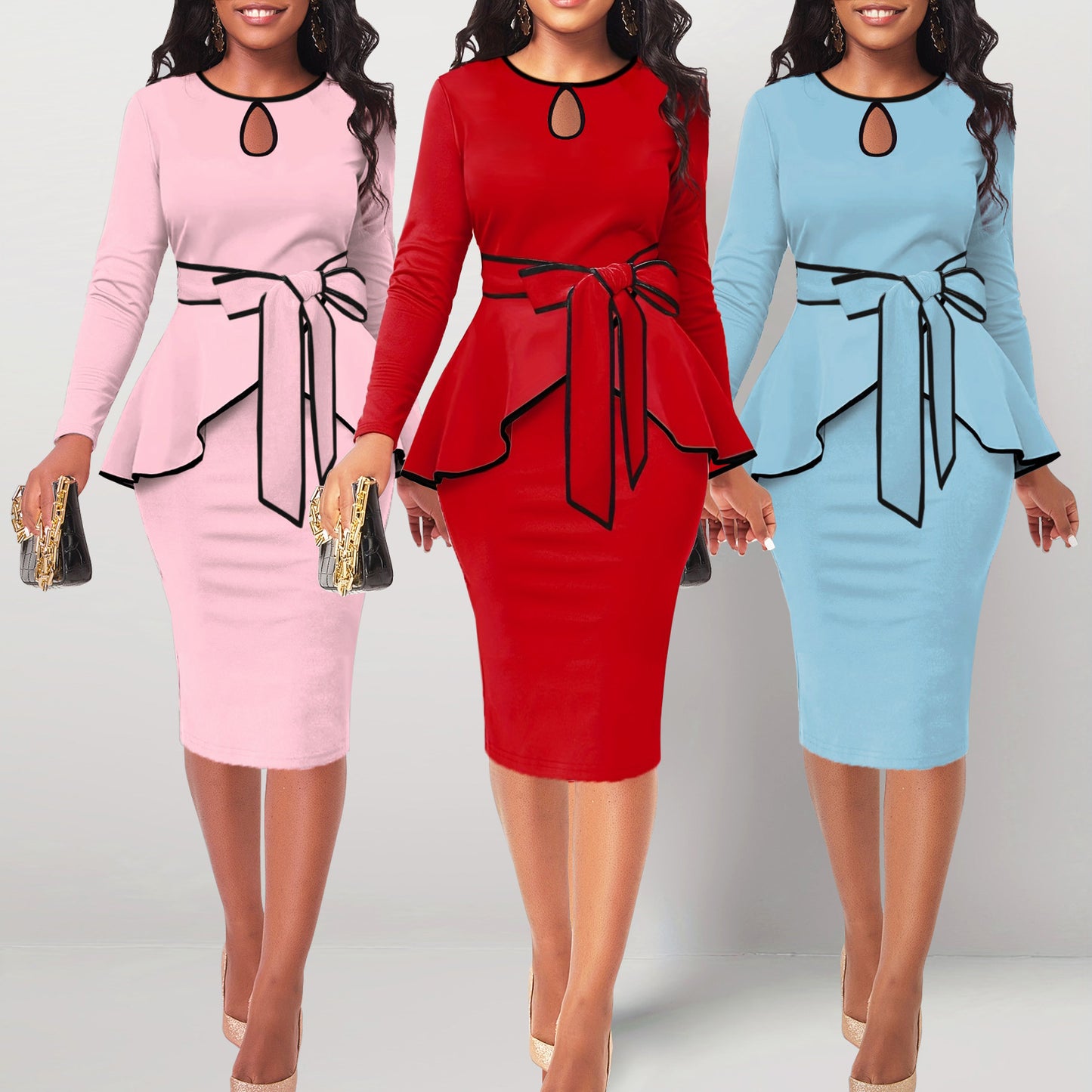 Suit Skirt Ruffle Top Back Slit Skirt