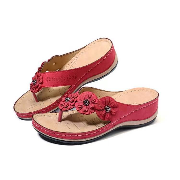 Flowers Sandals Women Retro Style Wedges Shoes Outdoor Beach Shoes Summer