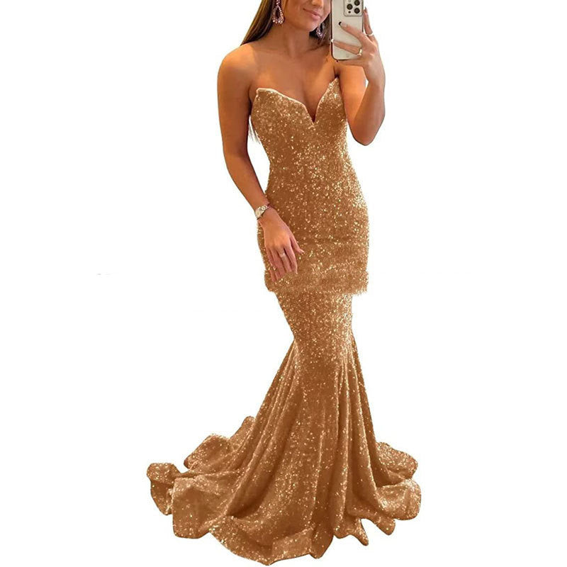 Le-Eva Sequin Evening Dresses For Women Formal  Long Prom Party Gowns