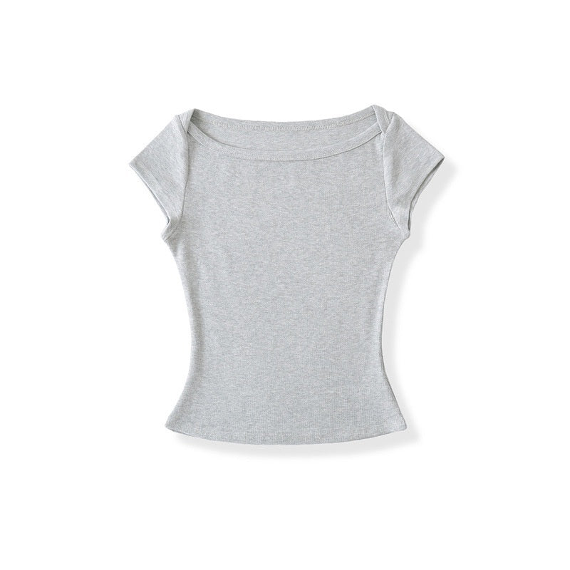 Boat Neck Short Sleeved T-shirt