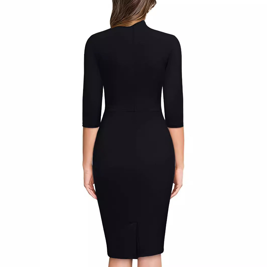 MELE Half-sleeved Lace-up Hip Skirt Dress