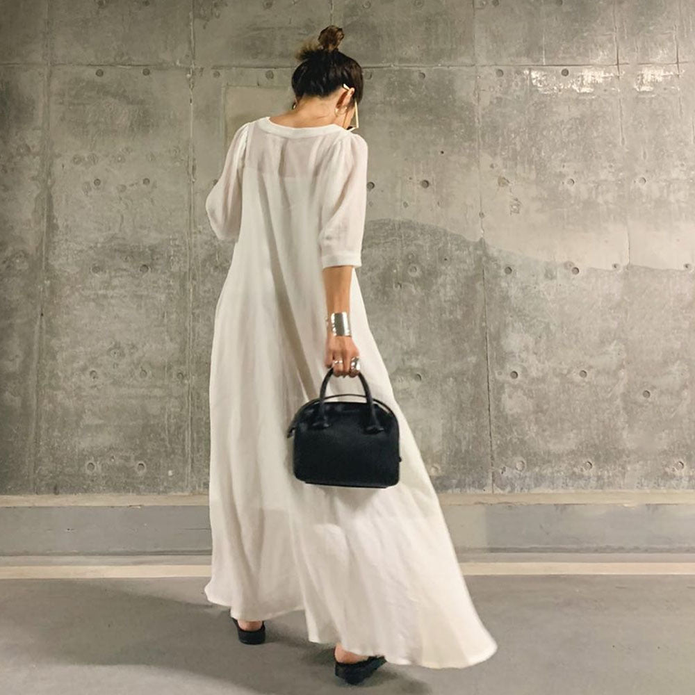 Loose Waist Slim Long Shirt Dress