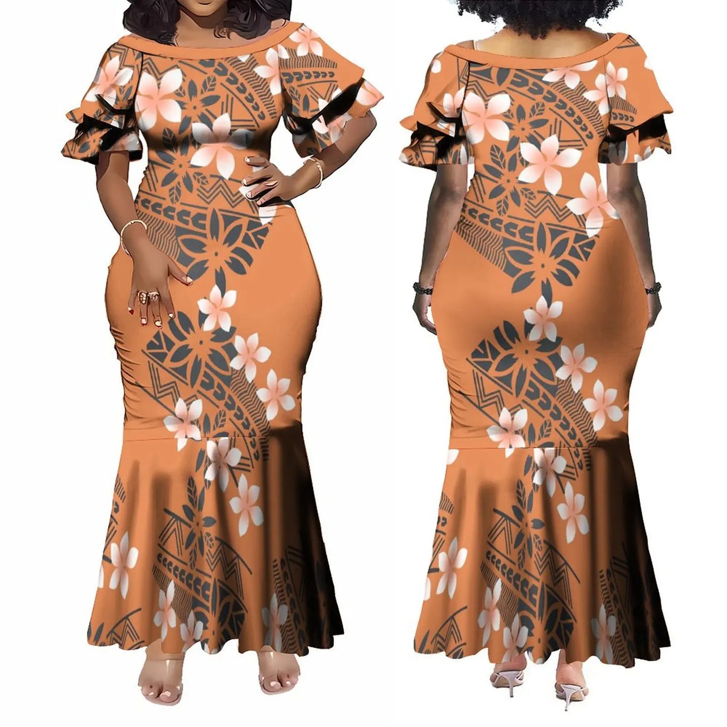 Fishtail Island Dress & Matching Hawaiian Men Shirt