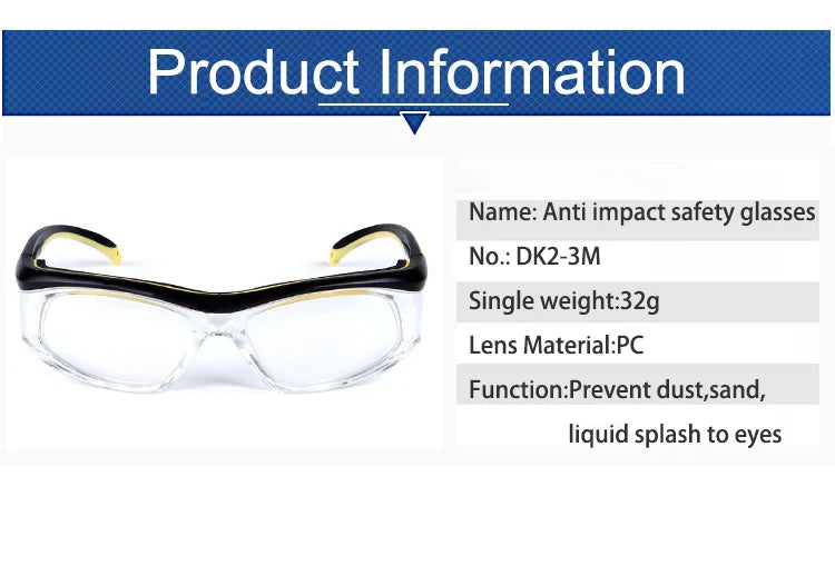 Industrial Safety Goggles Anti-scratch Anti-fog Anti-splash Dustproof Anti Impact Safety Glasses