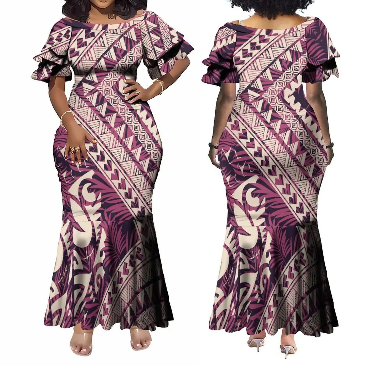 Fishtail Island Dress & Matching Hawaiian Men Shirt