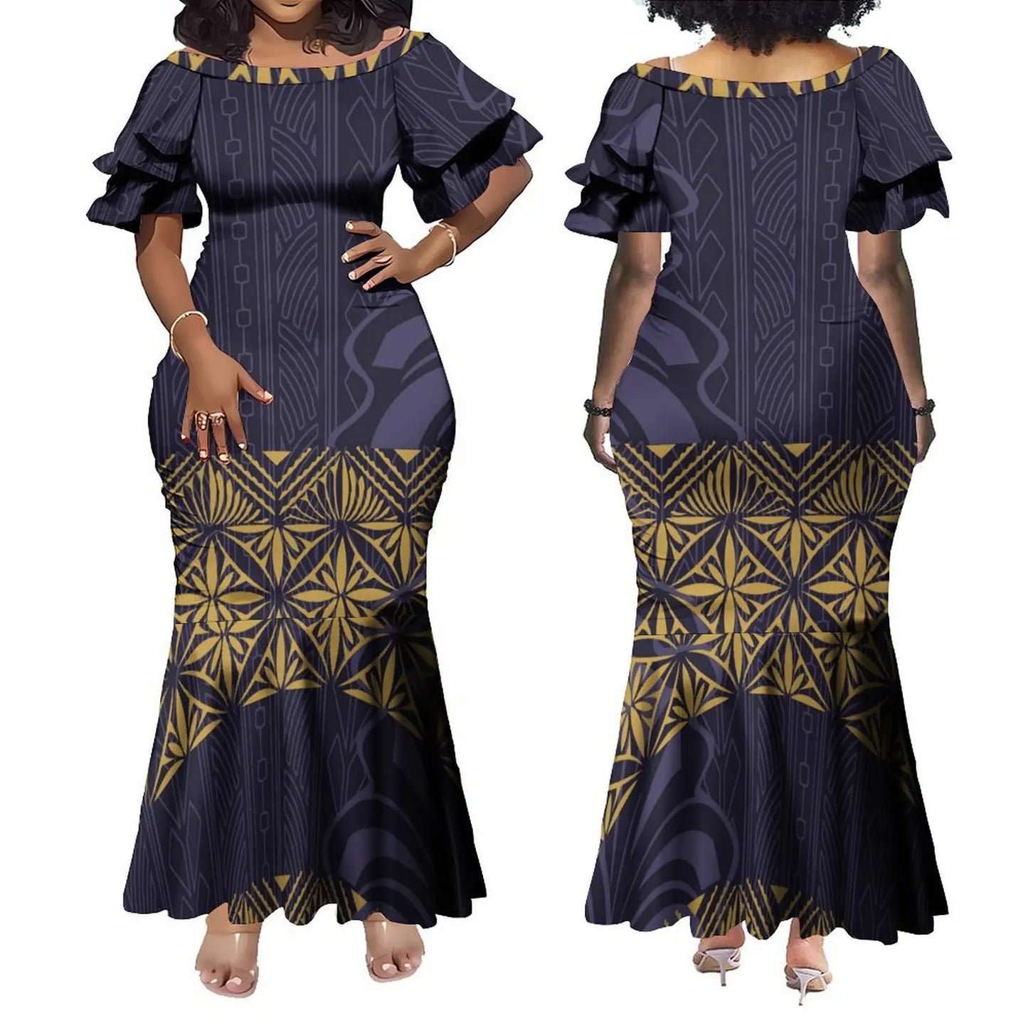 Fishtail Island Dress & Matching Hawaiian Men Shirt