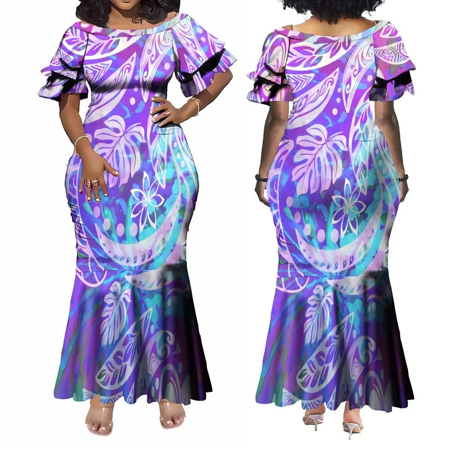 Fishtail Island Dress & Matching Hawaiian Men Shirt