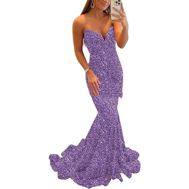 Le-Eva Sequin Evening Dresses For Women Formal  Long Prom Party Gowns